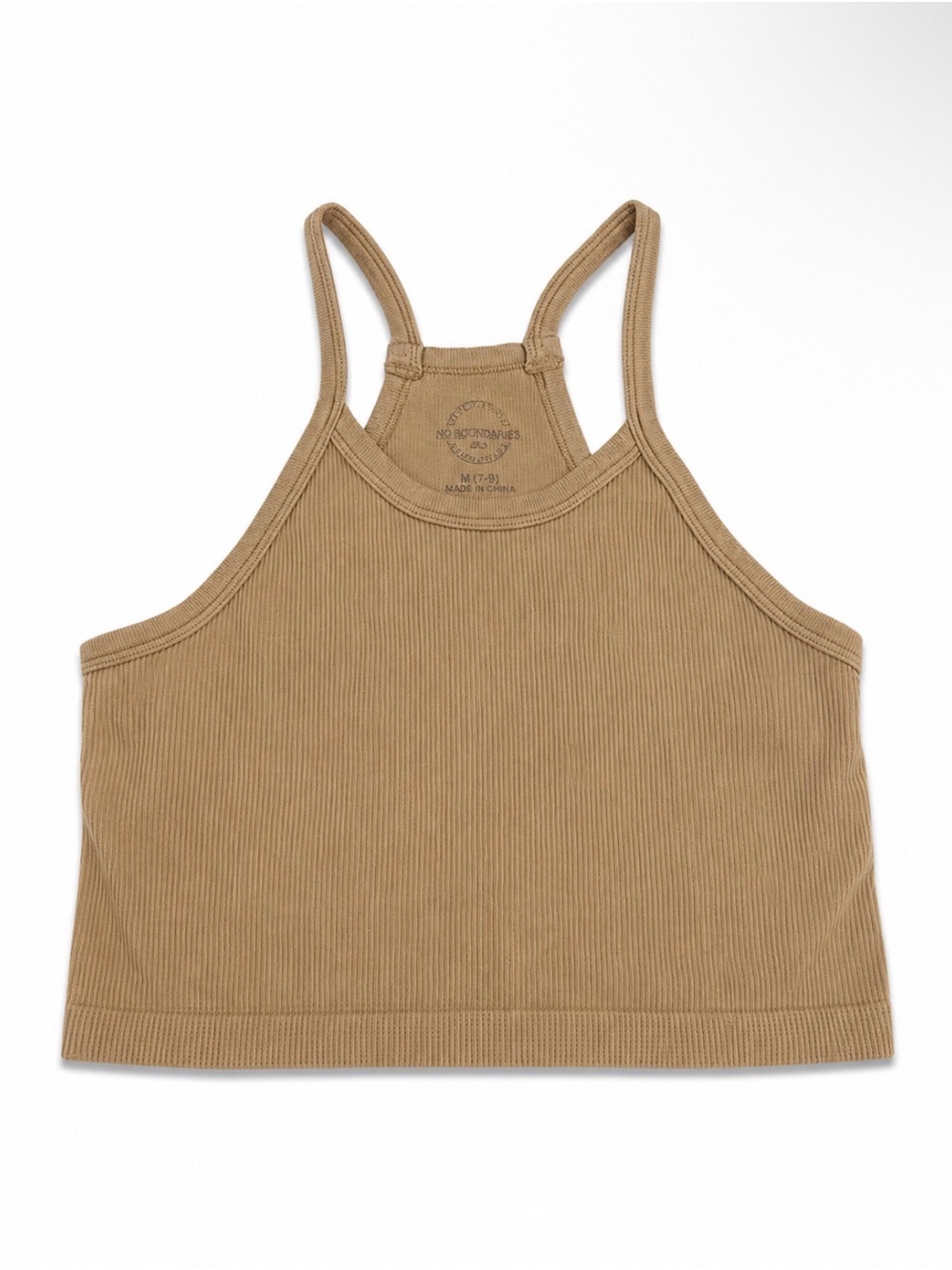 Tan Ribbed Racerback Crop Tank
